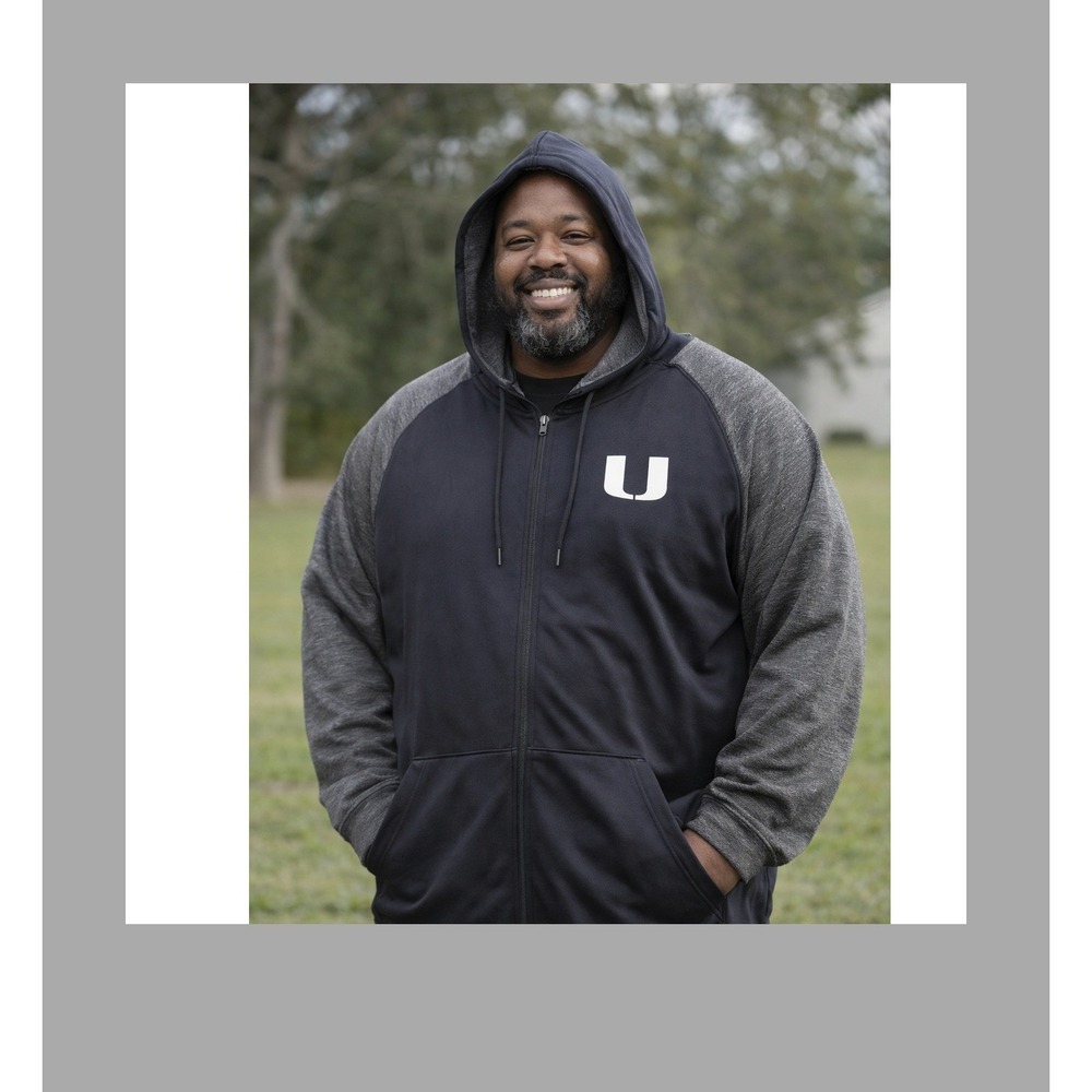 NWT Miami Hurricanes Hoodie Men's 2XT Big & Tall Colosseum Full Zip Black Gray